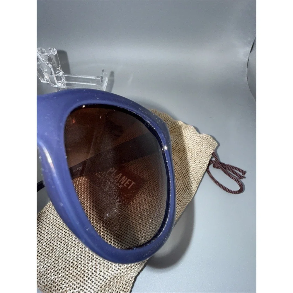 Blue Planet Eco Authentic Sunglasses Acacia Blue Frames/Black Lens- includes Bag